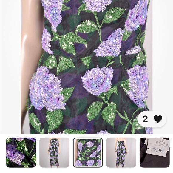 Milly Black and Purple sequin floral cocktail dress - Picture 2 of 6